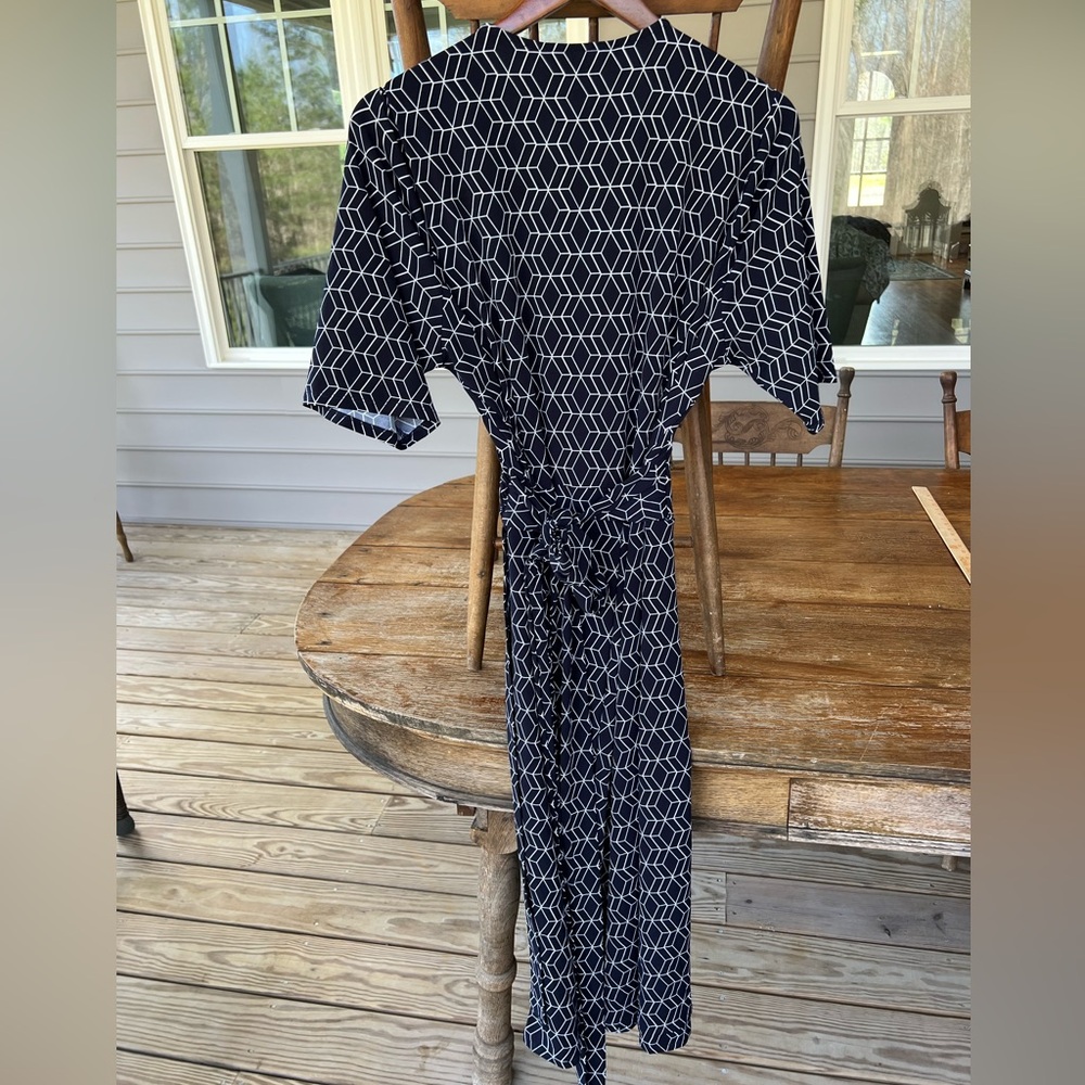 NWT 41 Hawthorne Kaitlyn Surplice Faux Wrap Dress Navy Stitch Fix Plus Size 2X - Picture 6 of 7